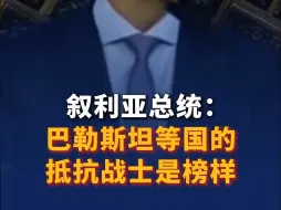 Descargar video: 叙利亚总统：巴勒斯坦等国的抵抗战士是榜样