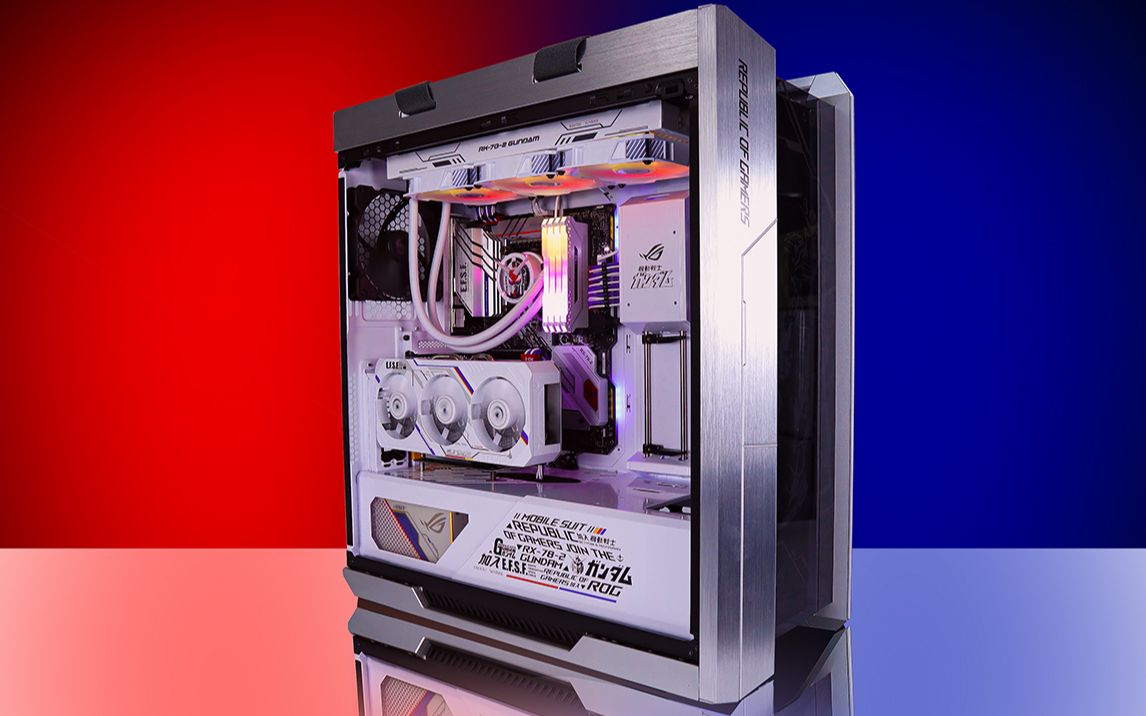 【电脑展示】rog高达联名全家桶套装 白色套装方案 gundam!