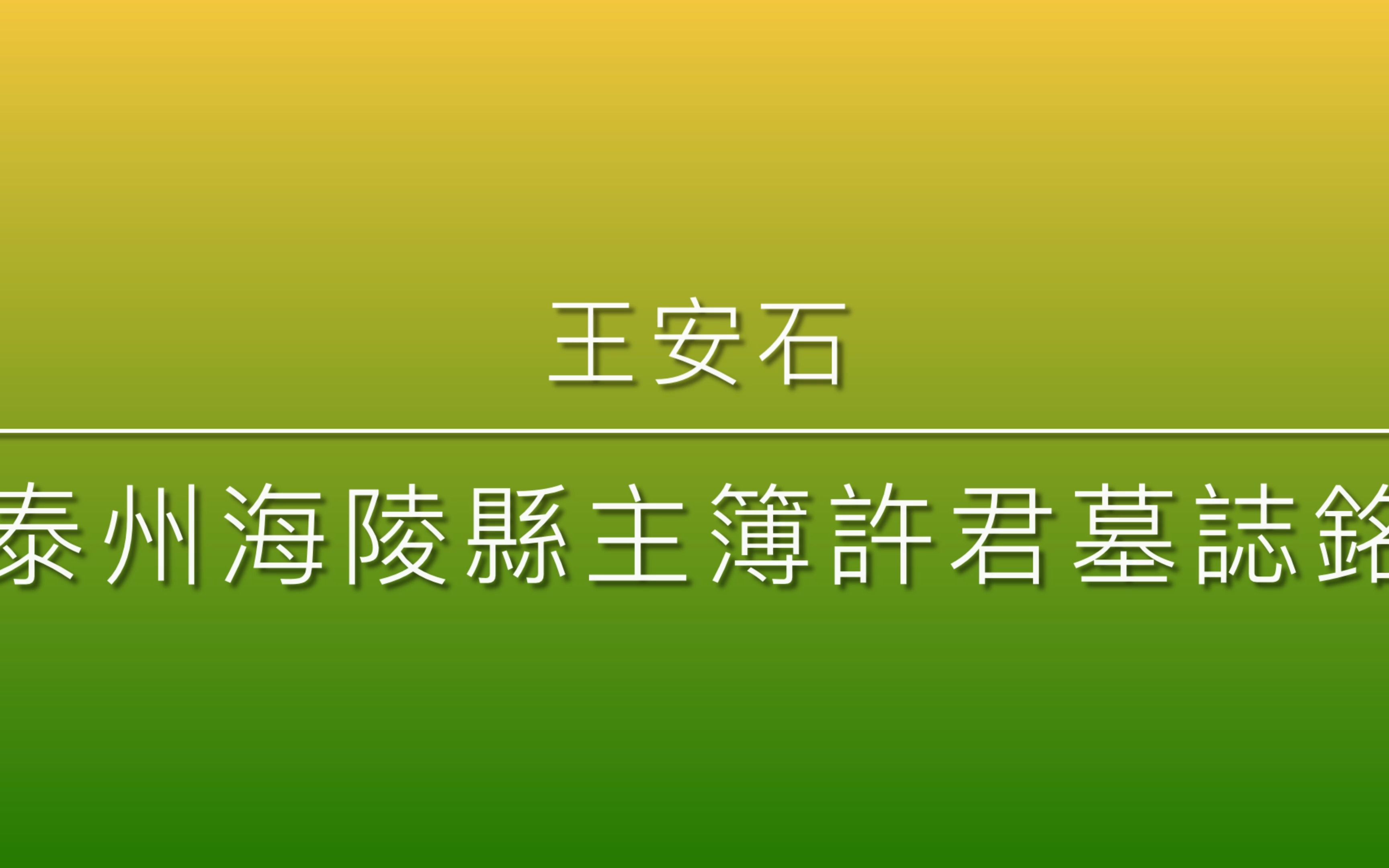 204 泰州海陵县主簿许君墓志铭哔哩哔哩bilibili