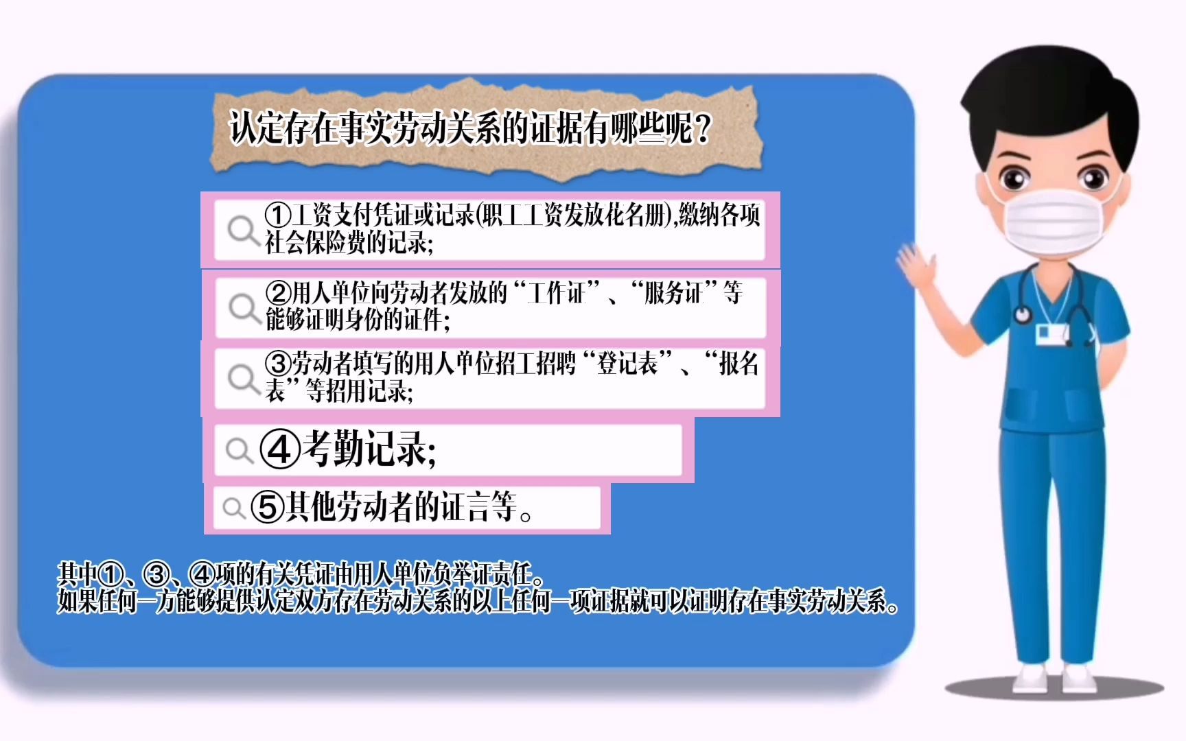 [图]我们如何判断用人单位与劳动者之间是否存在事实劳动关系，判定的标准是什么呢？