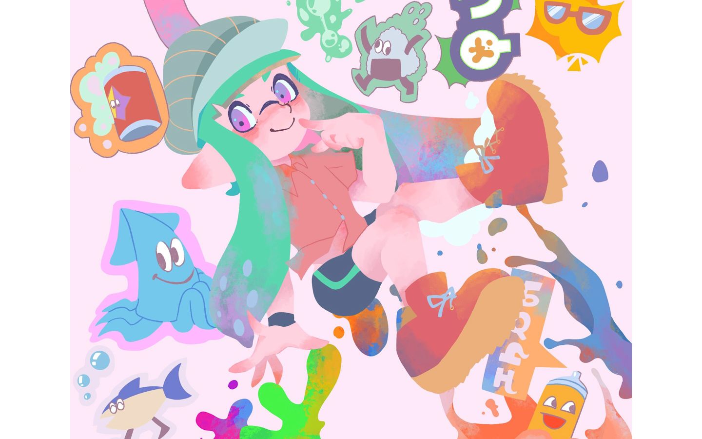 【得闲画画】Splatoon乌贼娘绘画过程~哔哩哔哩bilibili