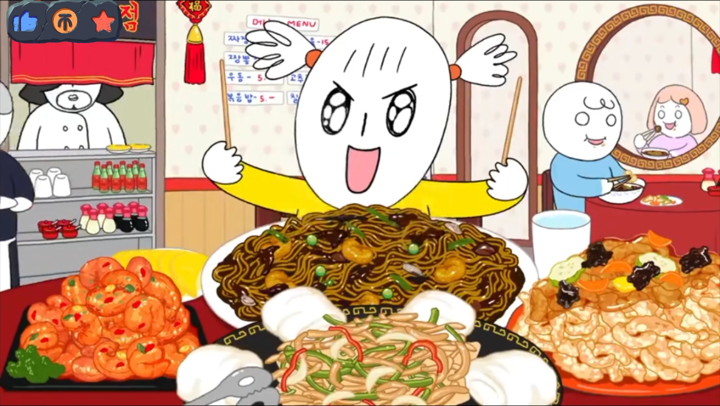 超解压的干饭吃播动漫 一家三口大胃王齐上阵 暴风吸入