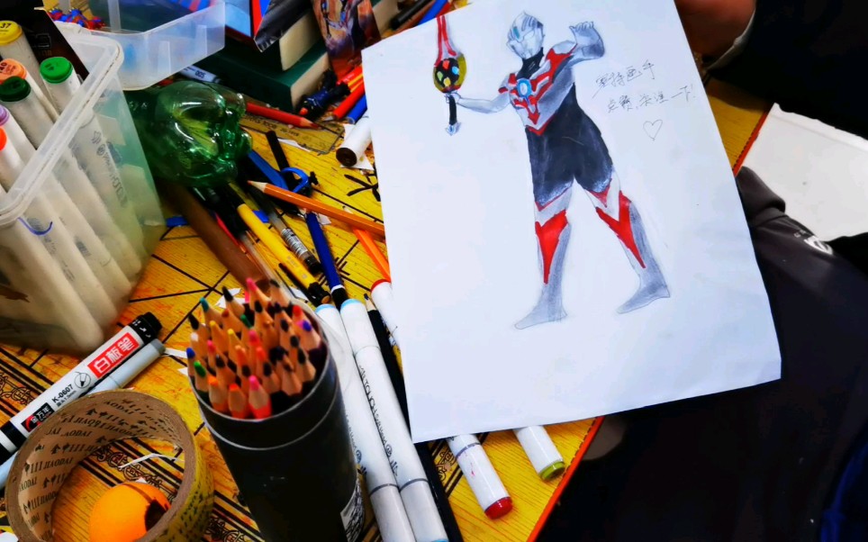 活动作品大剑欧布奥特曼绘画过程