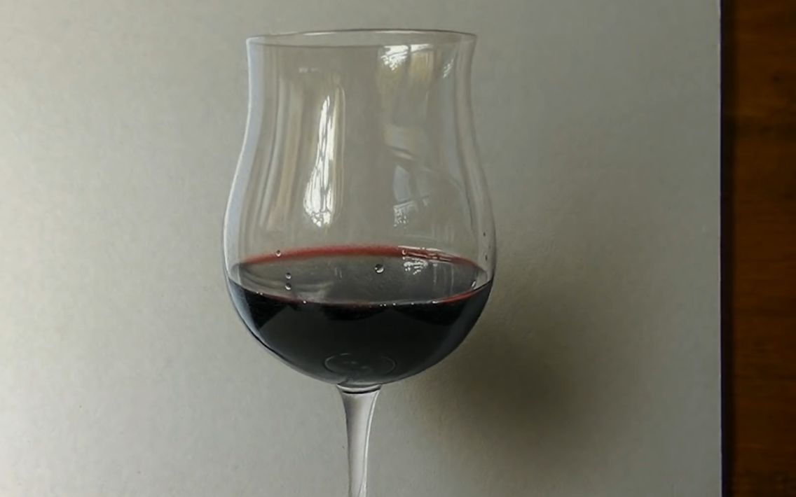 羊课网写实绘画葡萄美酒夜光杯配上萨克斯秒变高级