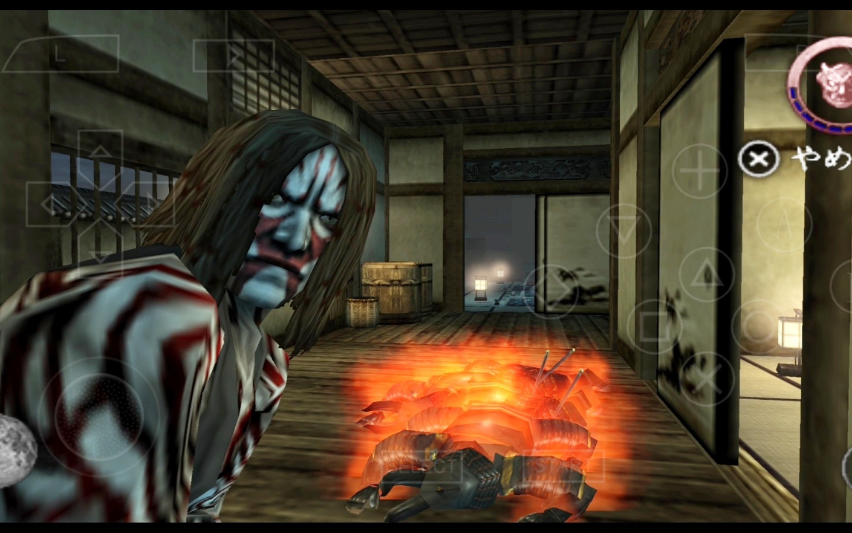 怀旧psp模拟游戏【天诛4】使用鬼面忍具把虾兵蟹将做成烧烤