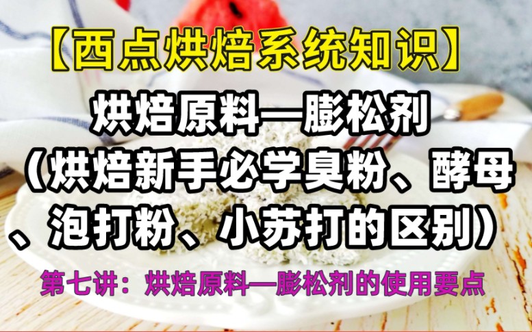 【西点烘焙系统知识】第七讲:烘焙新手必学膨松剂:臭粉、酵母、小苏打以及泡打粉的区别哔哩哔哩bilibili