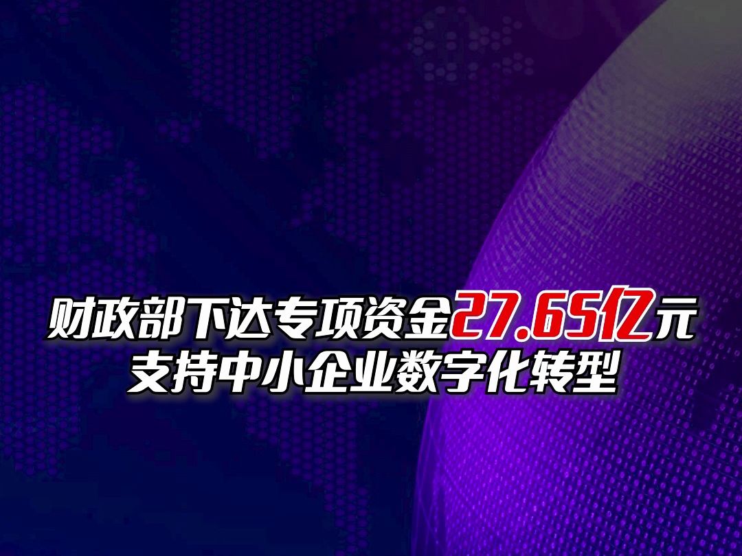 下达专项资金27.65亿元,支持28省市中小企业数字化转型哔哩哔哩bilibili