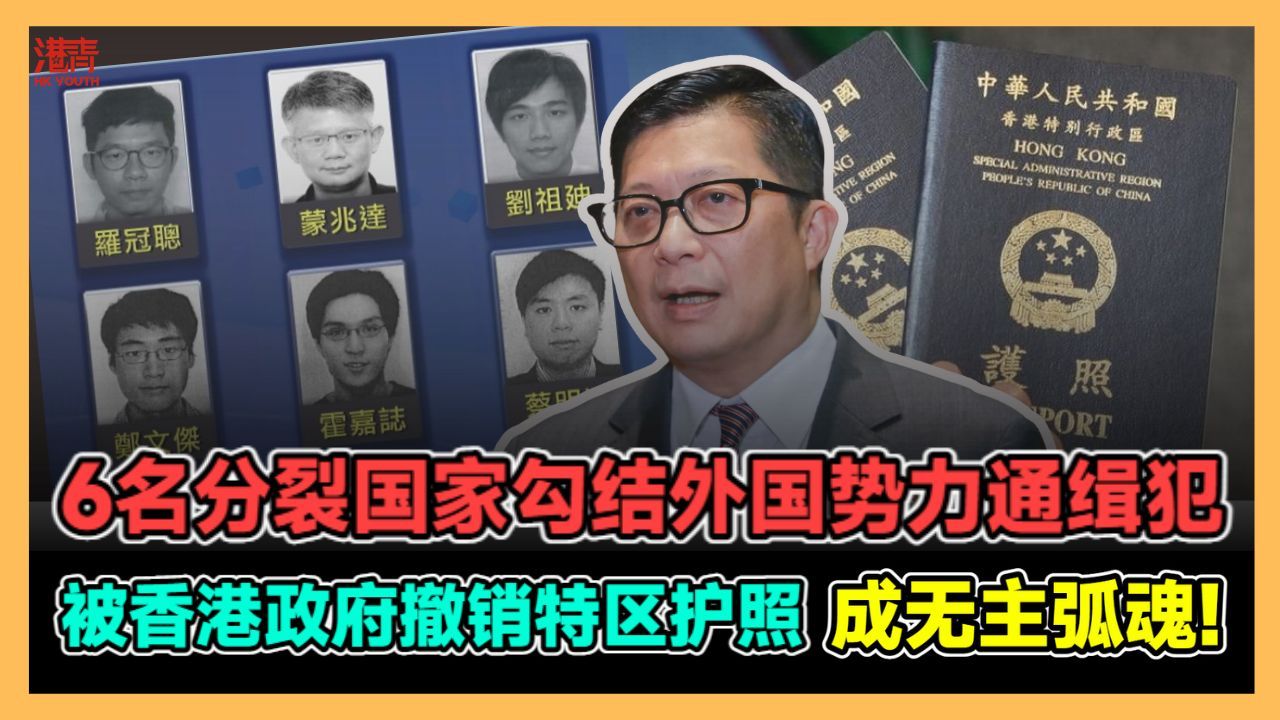 6名分裂国家勾结外国势力通缉犯 被香港政府撤销特区护照 成无主弧魂!哔哩哔哩bilibili