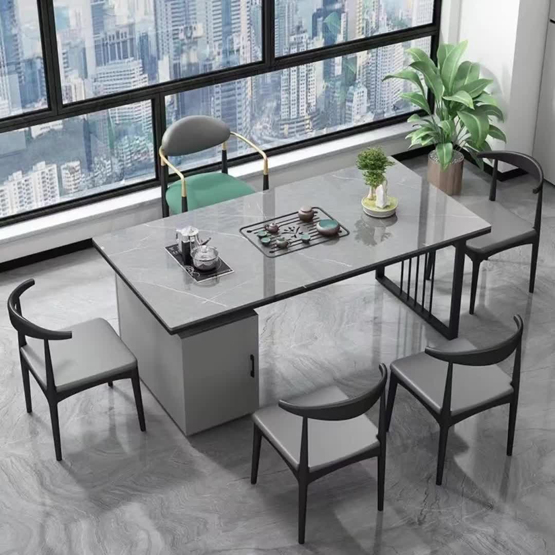 【11元券】轻奢岩板茶台桌简约高级现代茶桌办公会客家用阳台茶壶一体