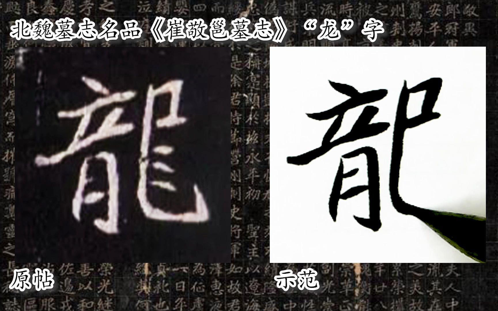 [图]【每日一字】书法系列，周东芬临北魏墓志《崔敬邕墓志》“龙”字