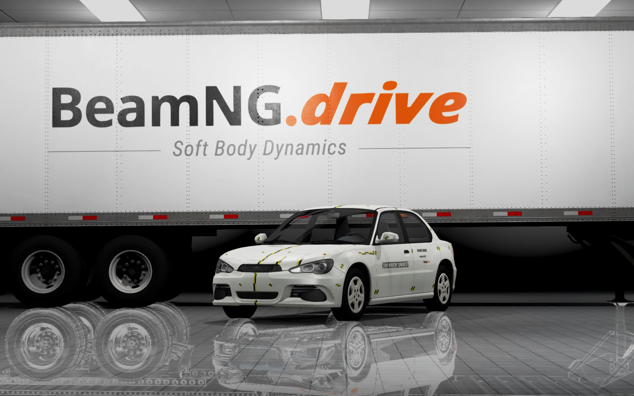 beamngdrive2009款宏地旭日撞击拖车侧面bihs碰撞测试