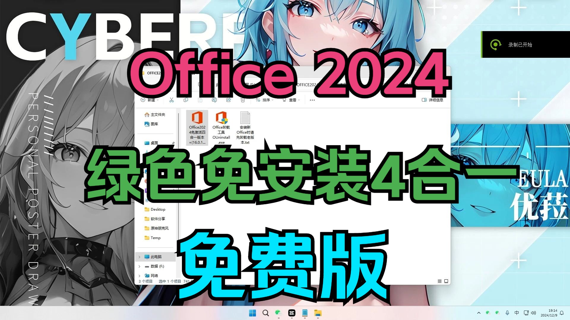 免费软件分享 office 2024绿色免安装版 没有繁琐的操作 小白福音!!!!哔哩哔哩bilibili