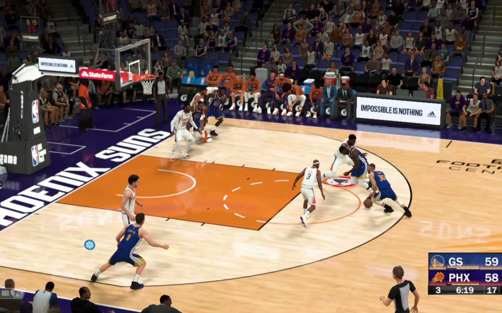 nba2k22勇士vs太阳圣诞大战第3节精彩回放汤普森上演一条龙暴扣