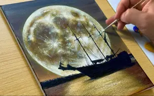 Скачать видео: 【丙烯画】【绘画教程】【中字】满月-Full Moon Painting  Acrylic Painting  STEP by STEP