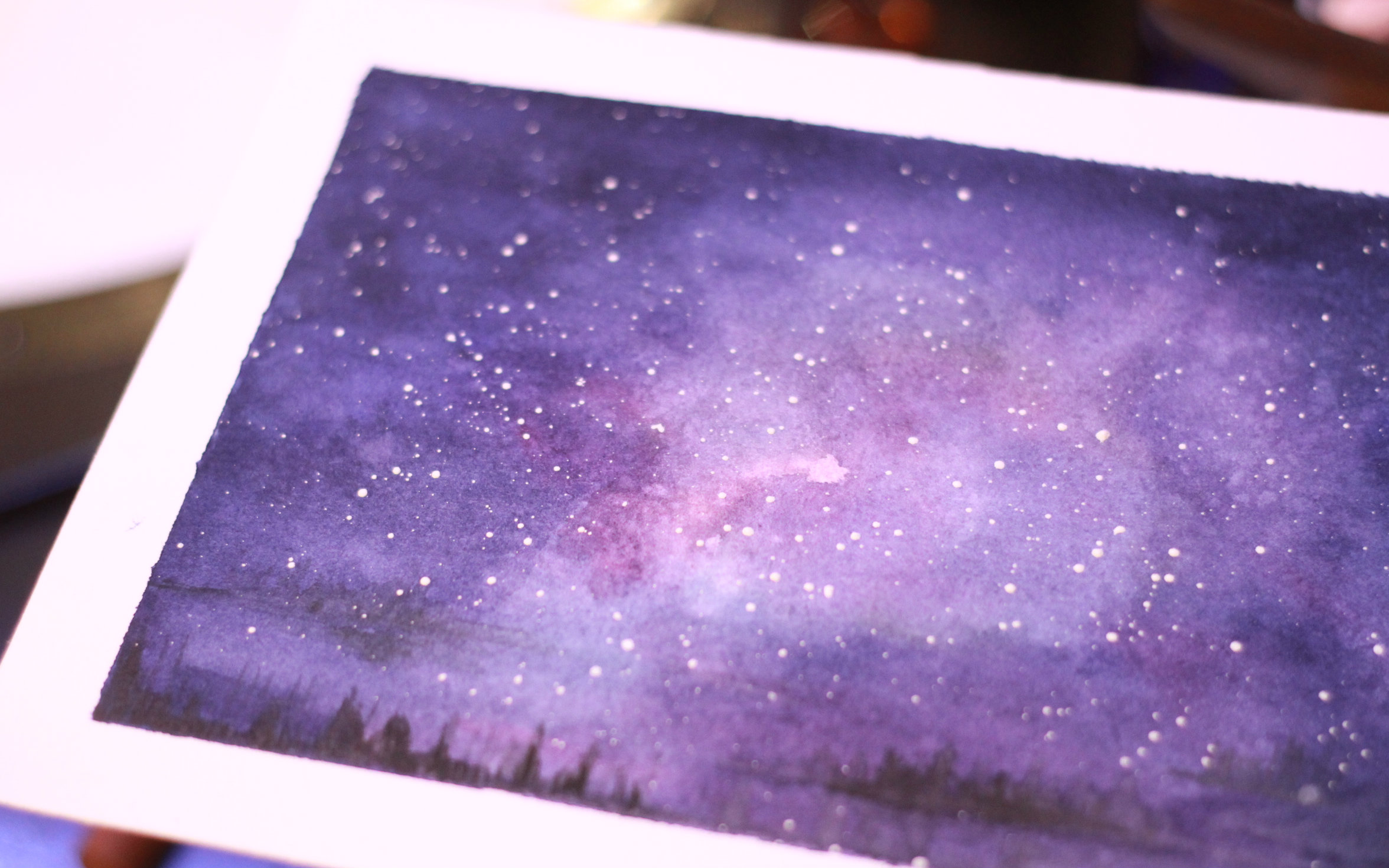 lyna水彩手绘第十八期——自然系星空宇宙星云夜晚风格繁星点点好美腻