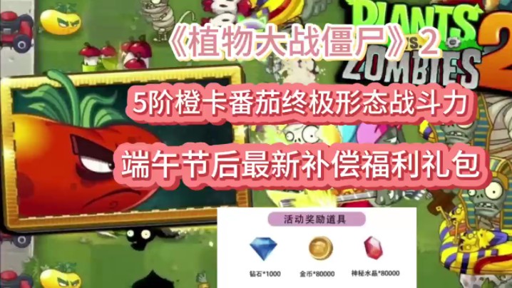 【植物大战僵尸2】5阶橙卡番茄终极形态战斗,端午节后最新补偿福利