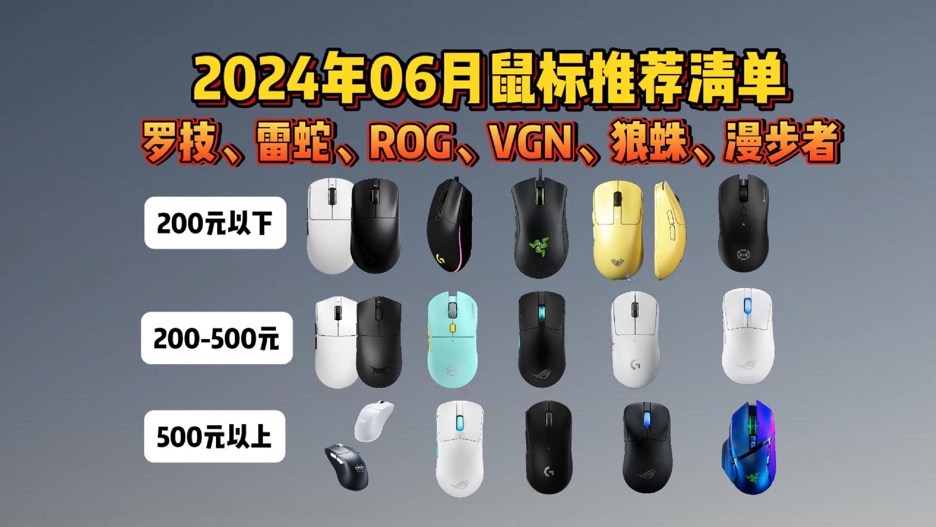 【建议收藏】2024年06月鼠标推荐清单,1001000元罗技、雷蛇、ROG、VGN、狼蛛、漫步者等品牌3395鼠标、3950鼠标、星闪鼠标推荐!哔哩哔哩...