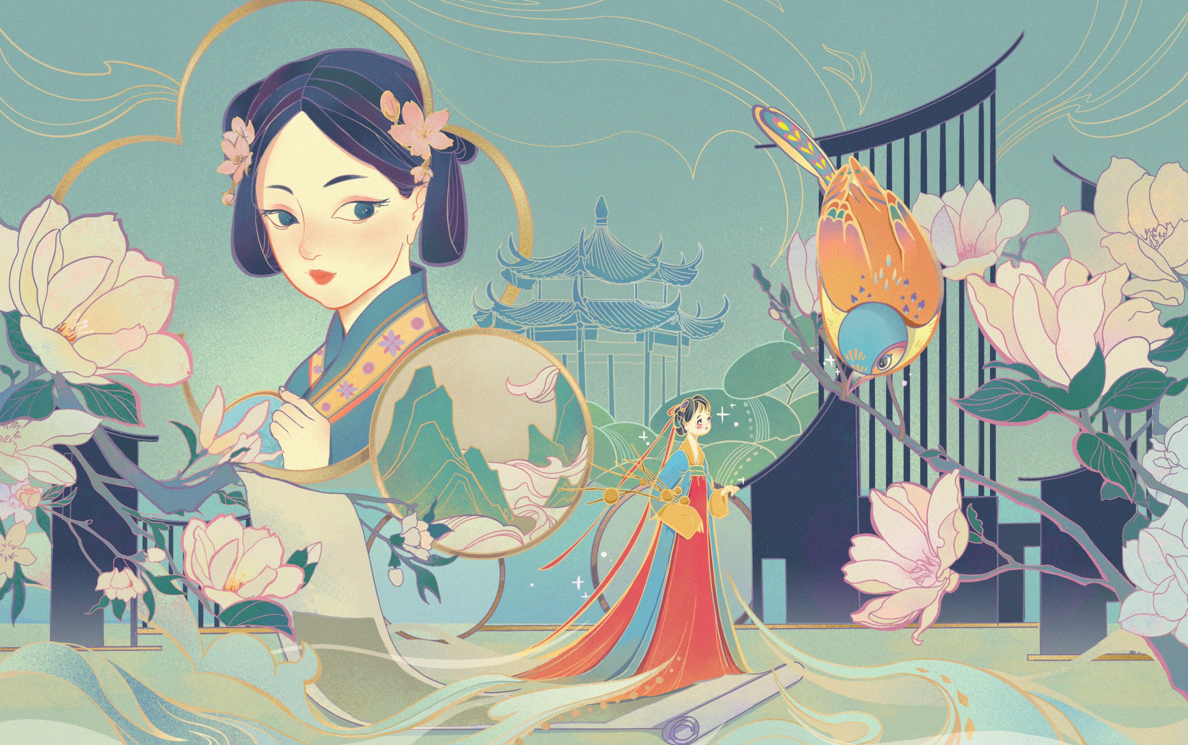 procreate绘画过程游园惊梦