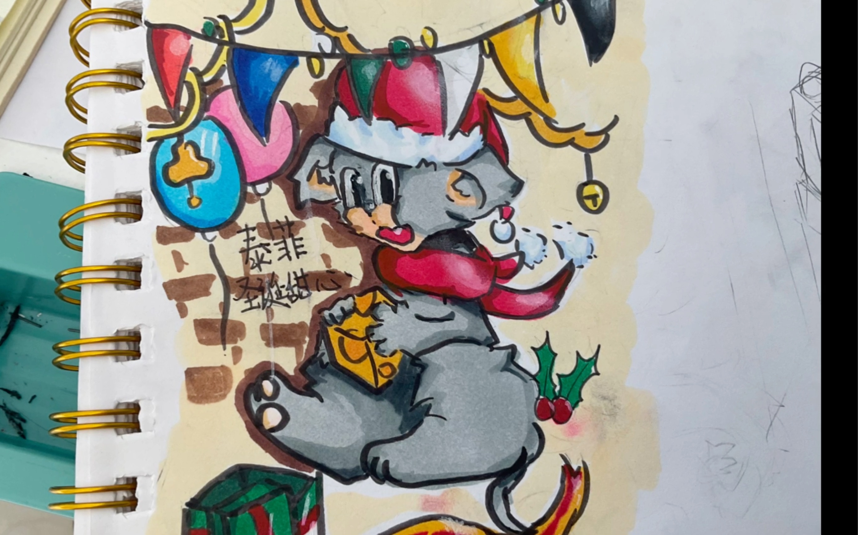 自己画的圣诞泰菲大家点评一下猫和老鼠