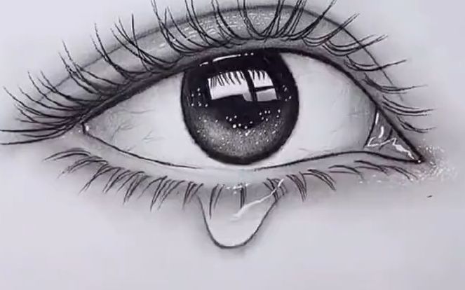 流泪的眼睛素描图片图片