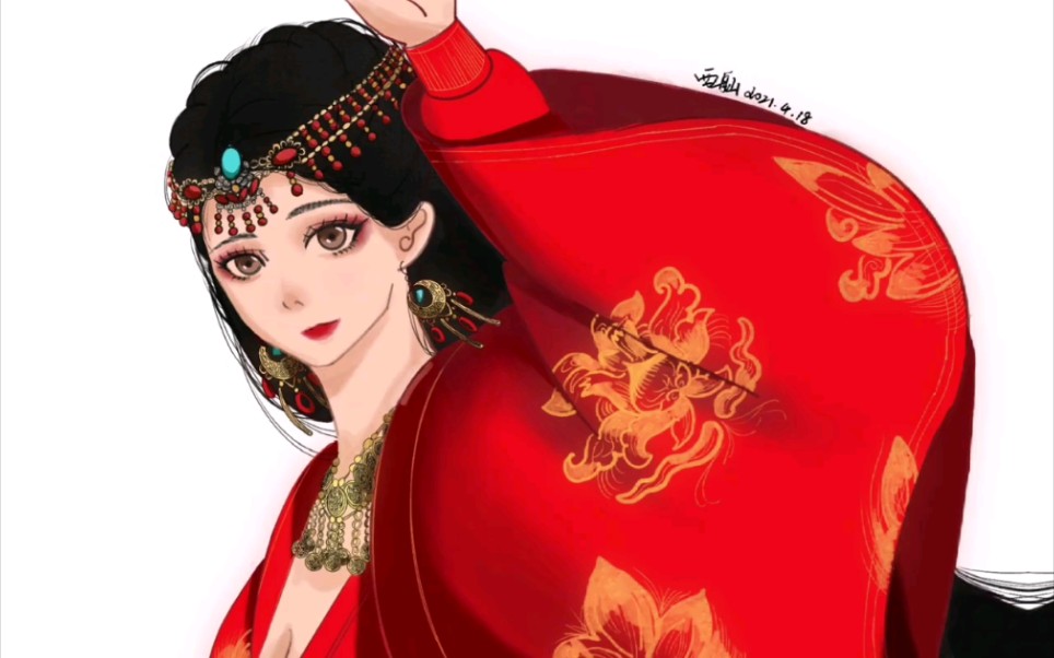 【东宫小枫手绘】超喜欢红衣小枫,所以平板初绘献给女鹅