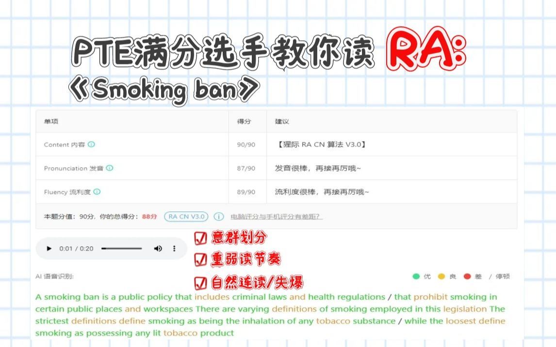 PTE满分选手教你读RA:Smoking ban哔哩哔哩bilibili