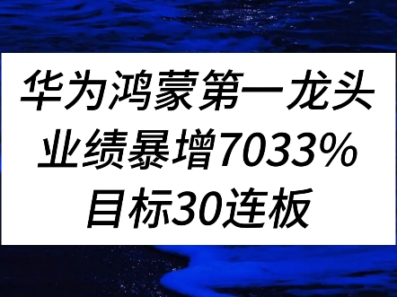 华为鸿蒙第一龙头,业绩暴增,目标30连板哔哩哔哩bilibili