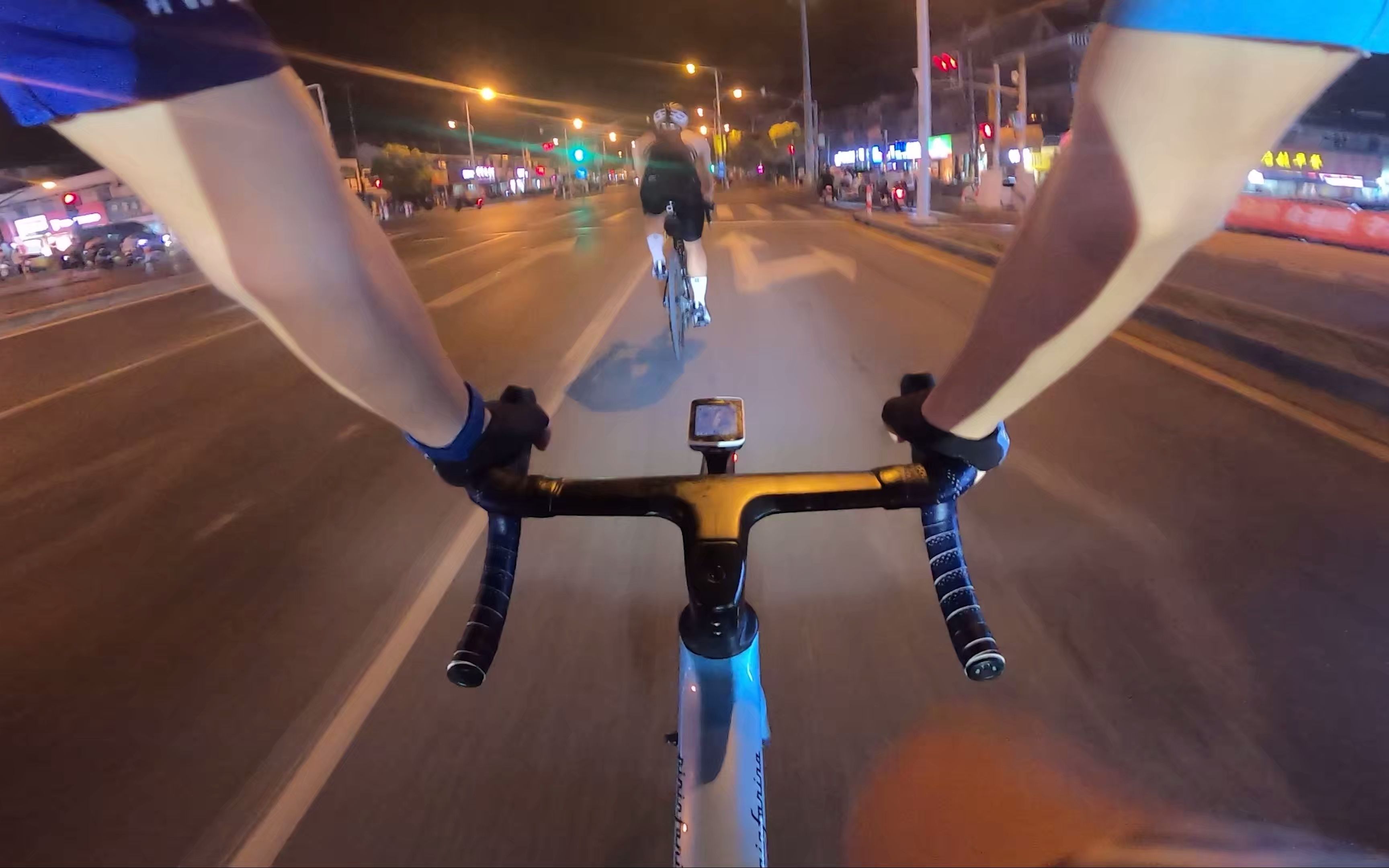 4k公路车骑行夏日新场古镇夜骑拉练vlog胸带视角