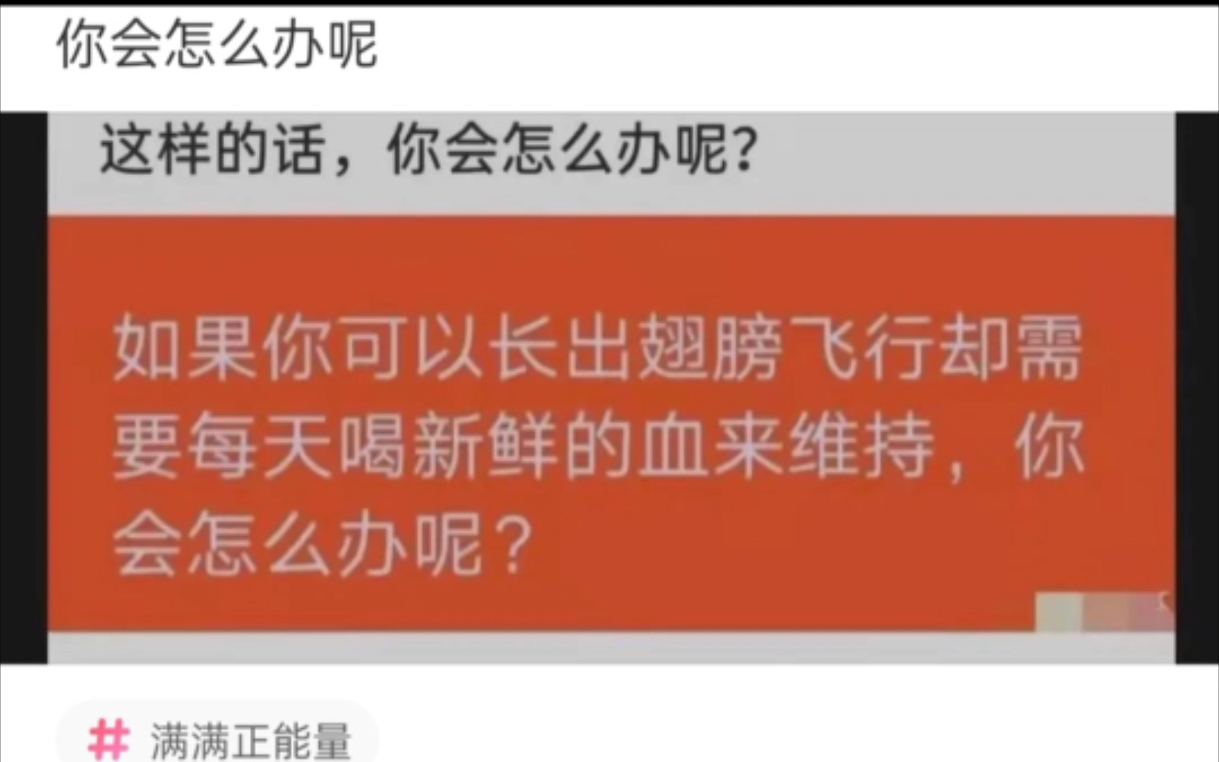 [图]“如果你可以长出翅膀飞行却不需要每天喝新鲜的血来维持，你会怎么办”