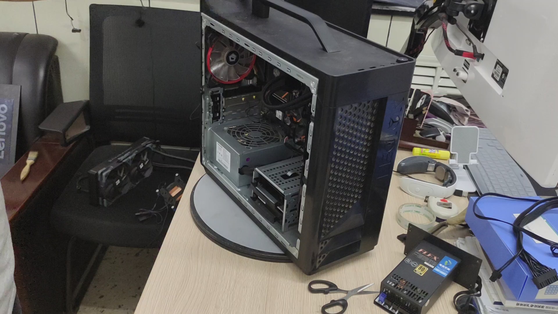 联想拯救者刃7000机箱改回原电源,装240水冷