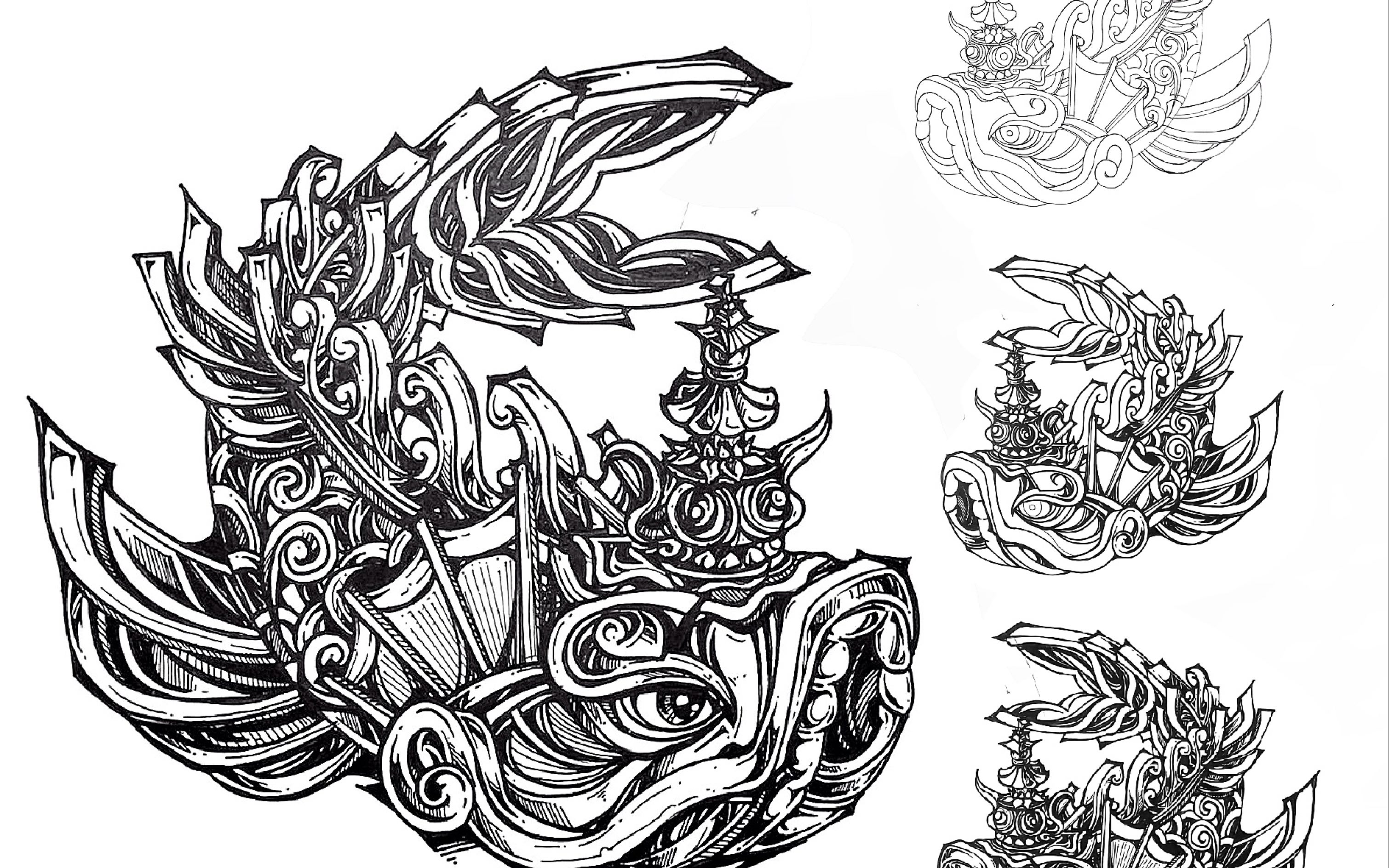 视觉传达设计考研•黑白装饰画单体•鱼