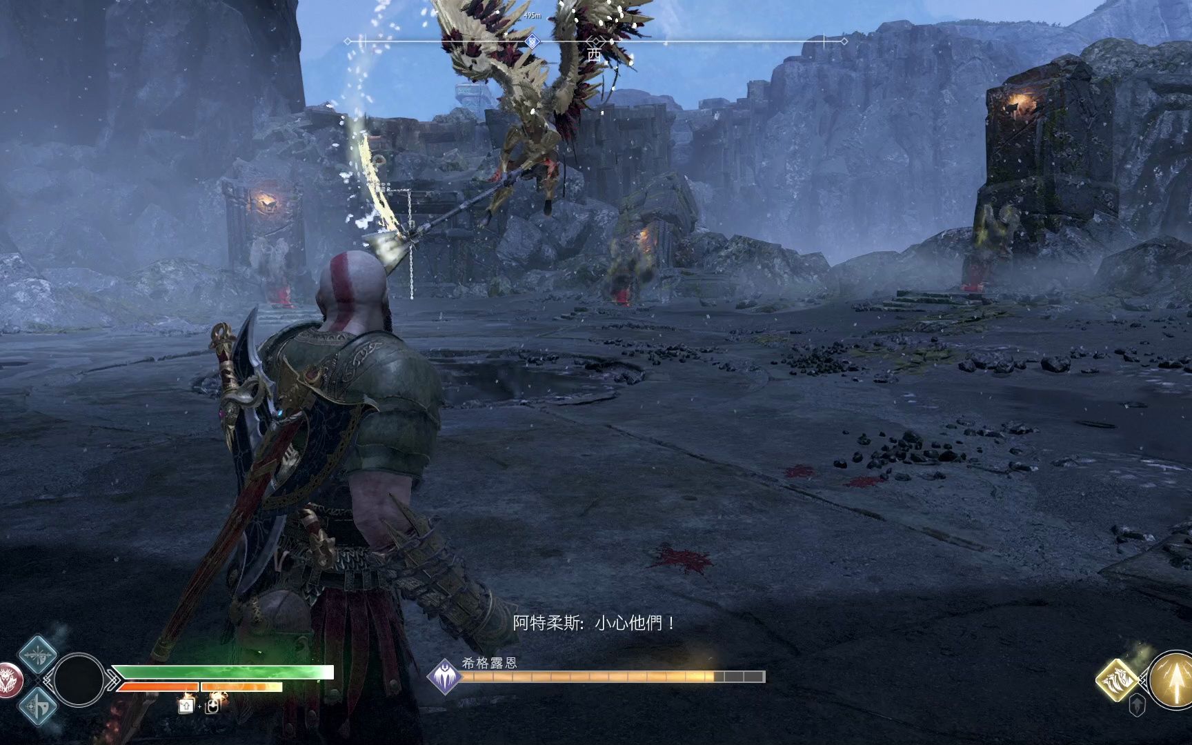 战神4 无伤拳头对战女武神王(战神难度),无宙斯套