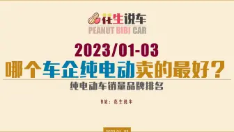 【花生说车】2023年1季度，哪个车企纯电动卖的最好？