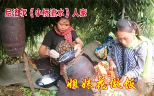 Download Video: 尼泊尔双胞胎姐妹，给自己搭建一个小桥流水人家，在里面做饭吃