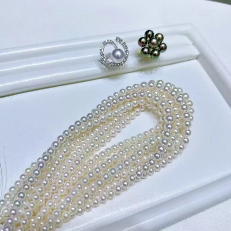 5mm渐变无调色akoya项链日本银扣正圆强光极微瑕疵,比好多带证书干净