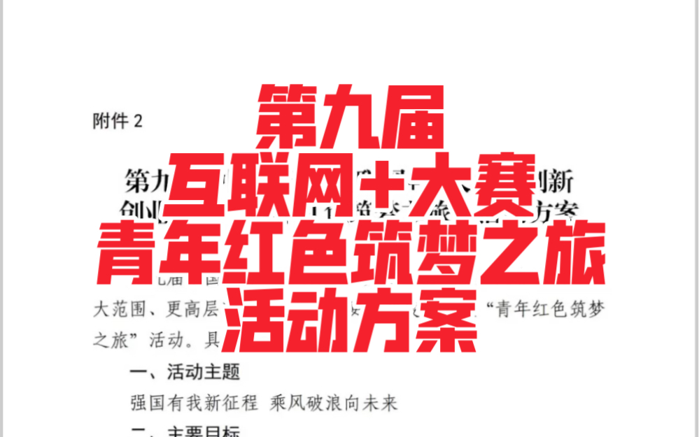 第九届互联网+大赛青年红色筑梦之旅活动方案哔哩哔哩bilibili