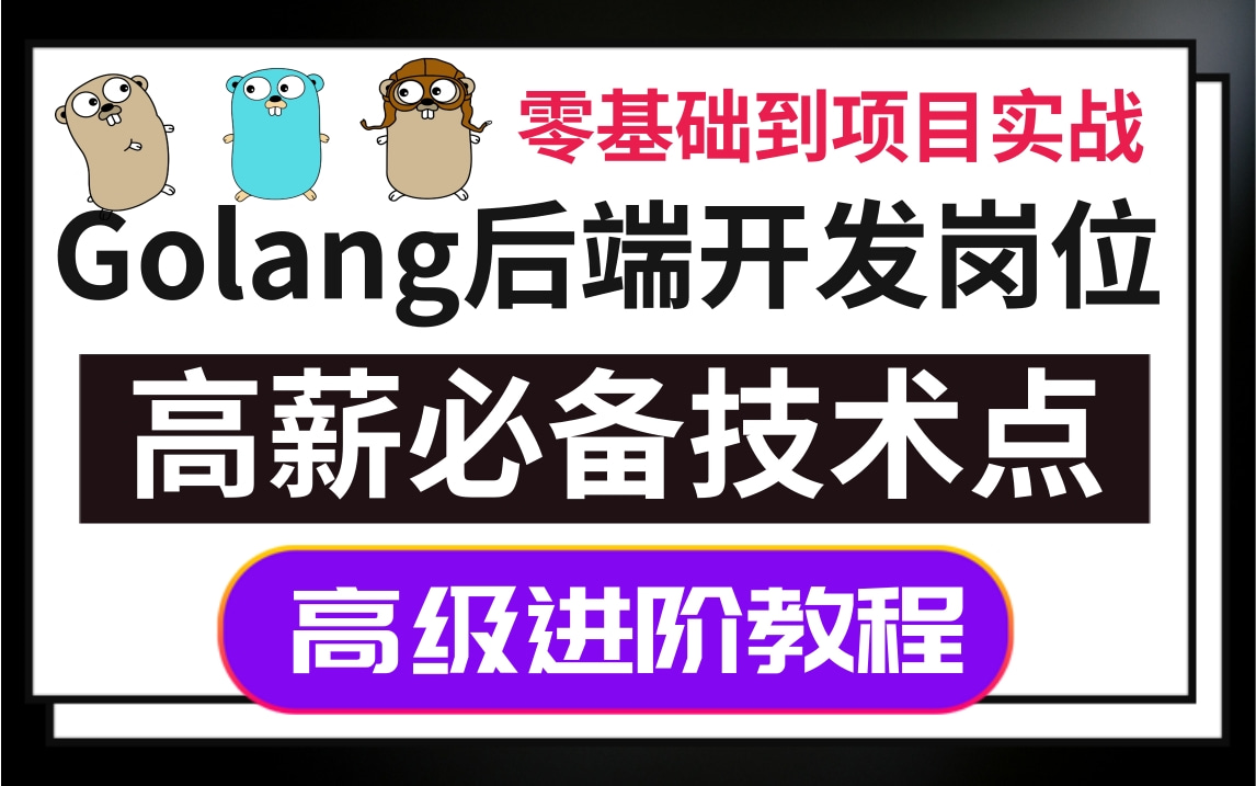 【Go语言教程】Golang后端开发高薪必备技术点(原理+源码+案例分析+项目实战)学完既可涨薪!!!哔哩哔哩bilibili