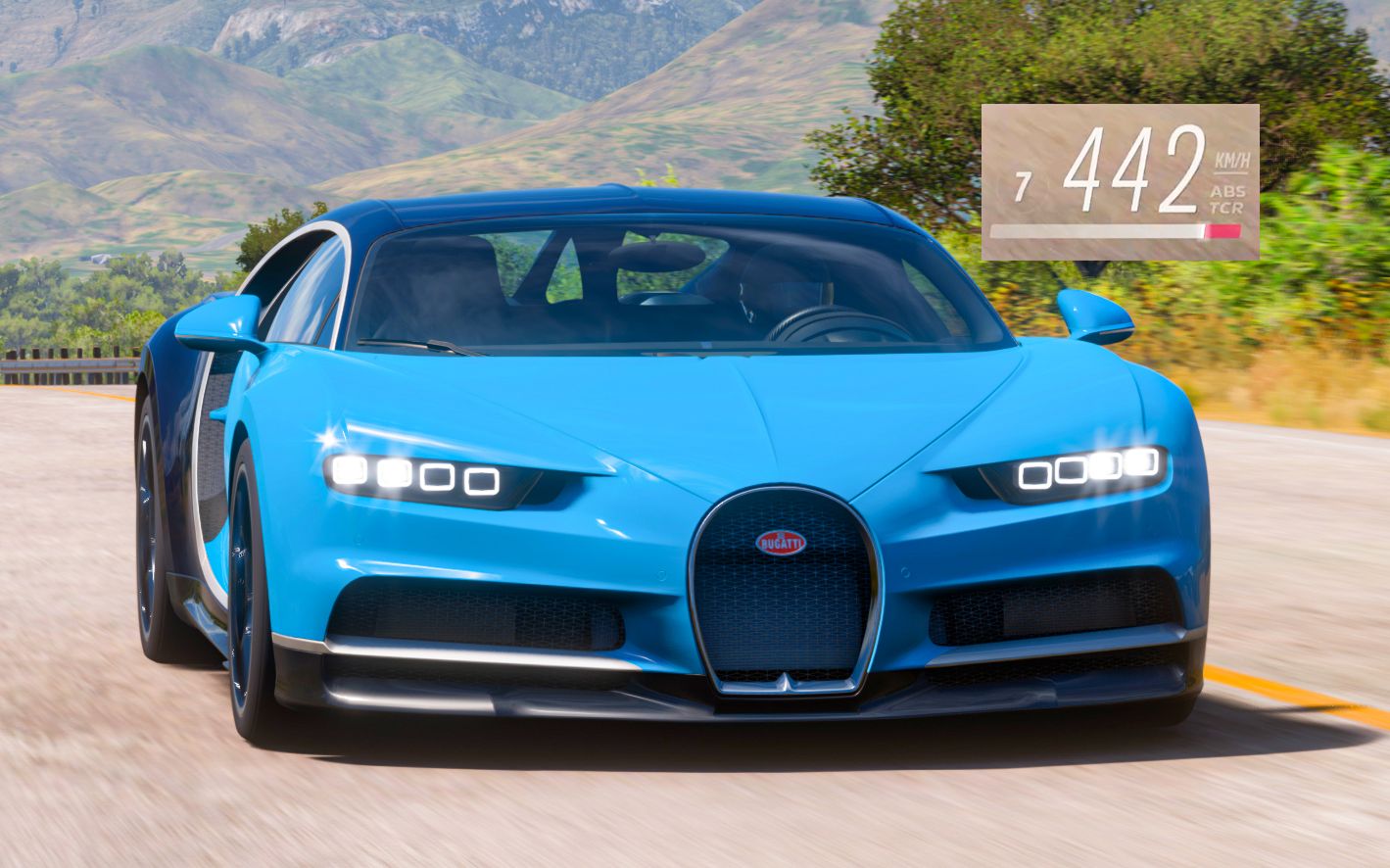 地平线5最高画质高速试驾布加迪chiron极速442kmh