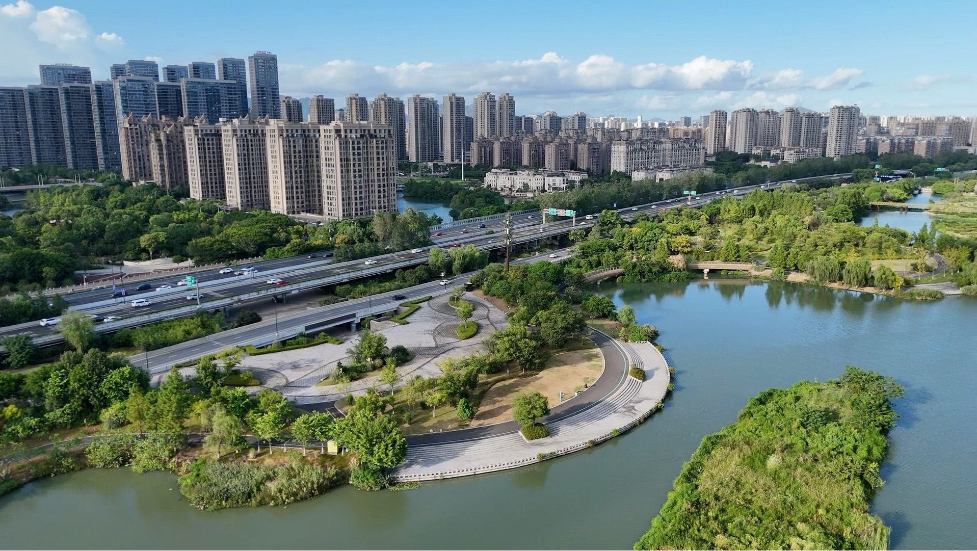 航拍-温州三垟湿地生态公园