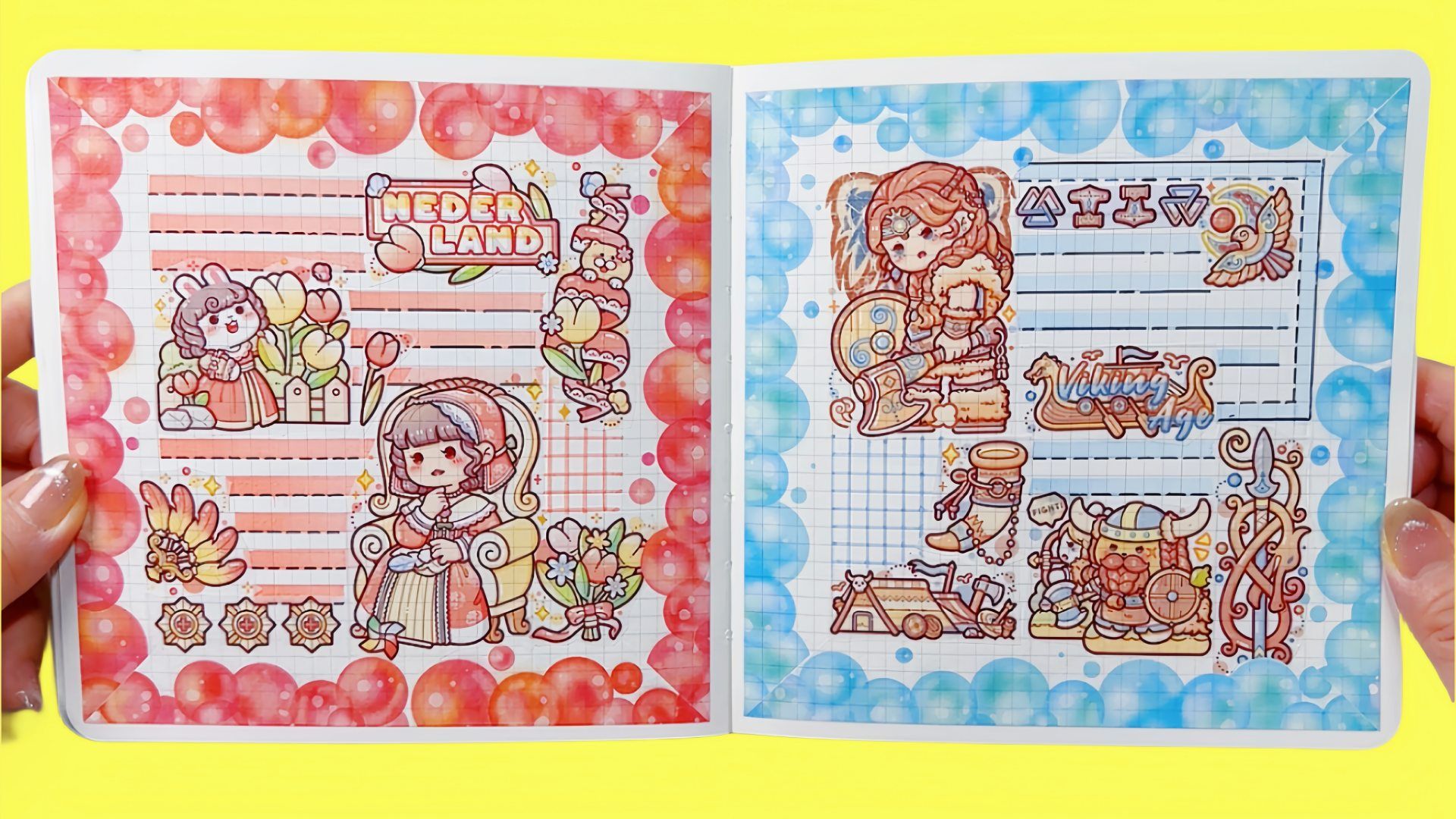 手帐 小麻薯 公主图鉴贴纸日记 拼贴排版 声控 白噪音 沉浸式