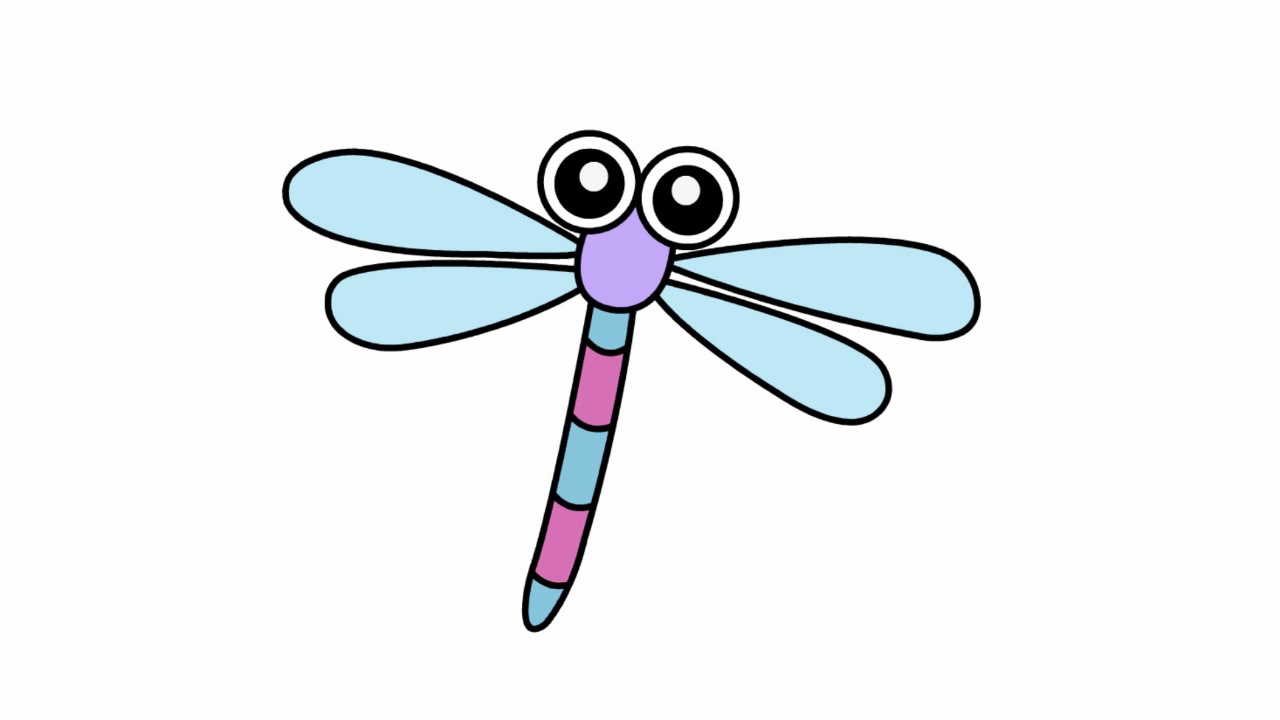 美术简笔画学习可爱的小蜻蜓简笔画绘画技巧带宝宝一分钟学会