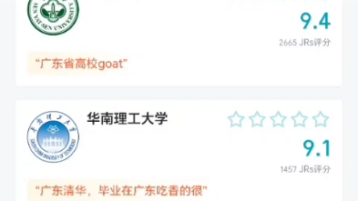 [图]虎扑广东省高校评分