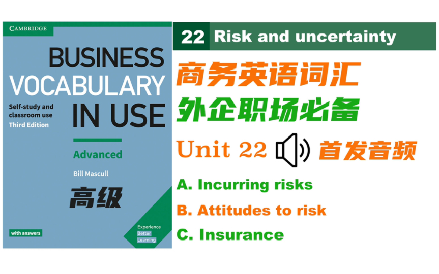 【商务英语】Unit 22 企业如何面对风险和不确定性|Business Vocabulary in Use 高级 |外企职场必备的商务词汇场景记单词哔哩哔哩bilibili