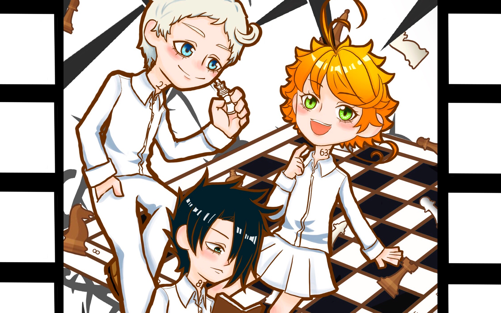 【ipad指绘】画了画约定的梦幻岛三人组 他们最可爱了qwq