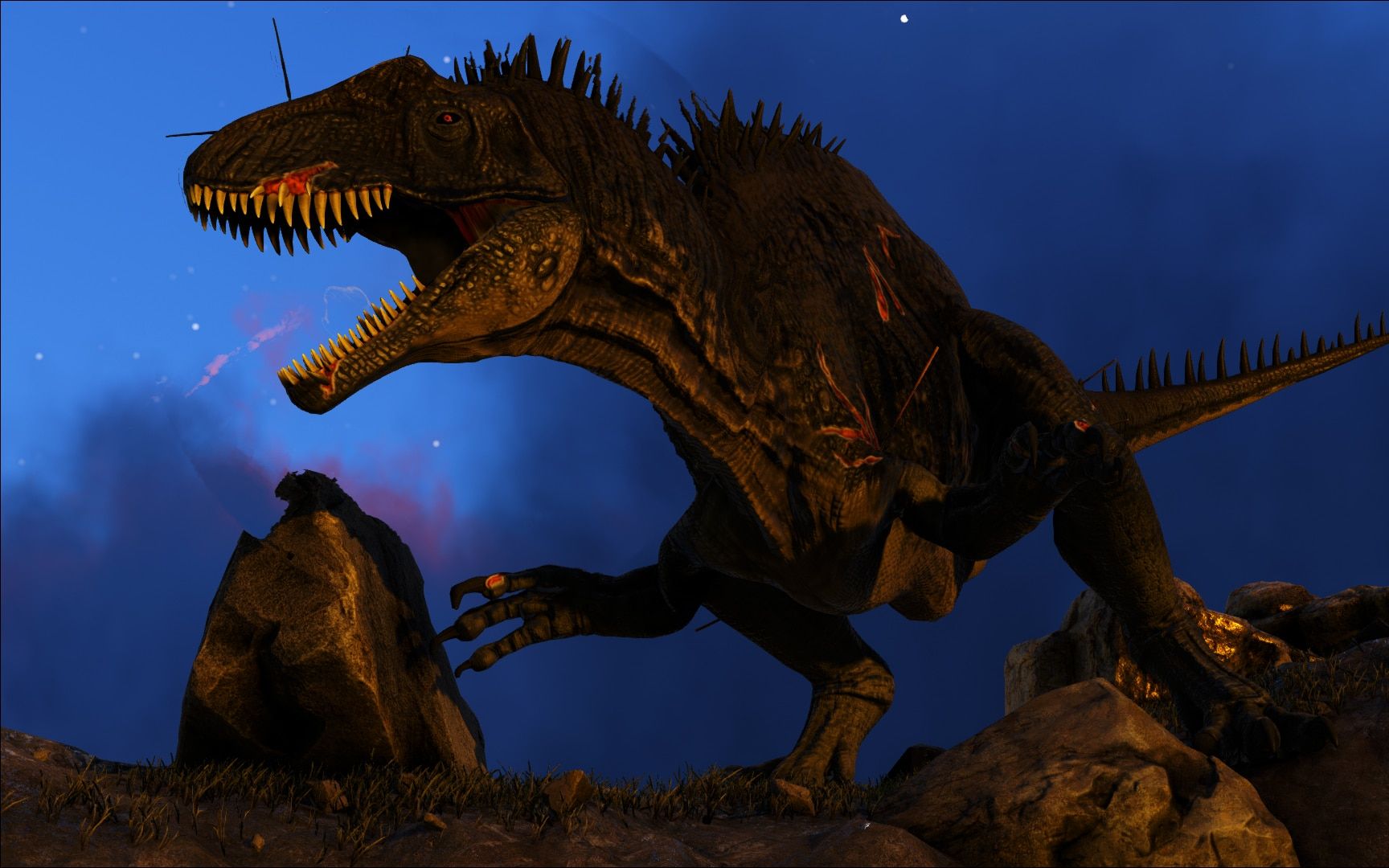 方舟扩展生物模组boss战——国外玩家挑战凶恶高棘龙