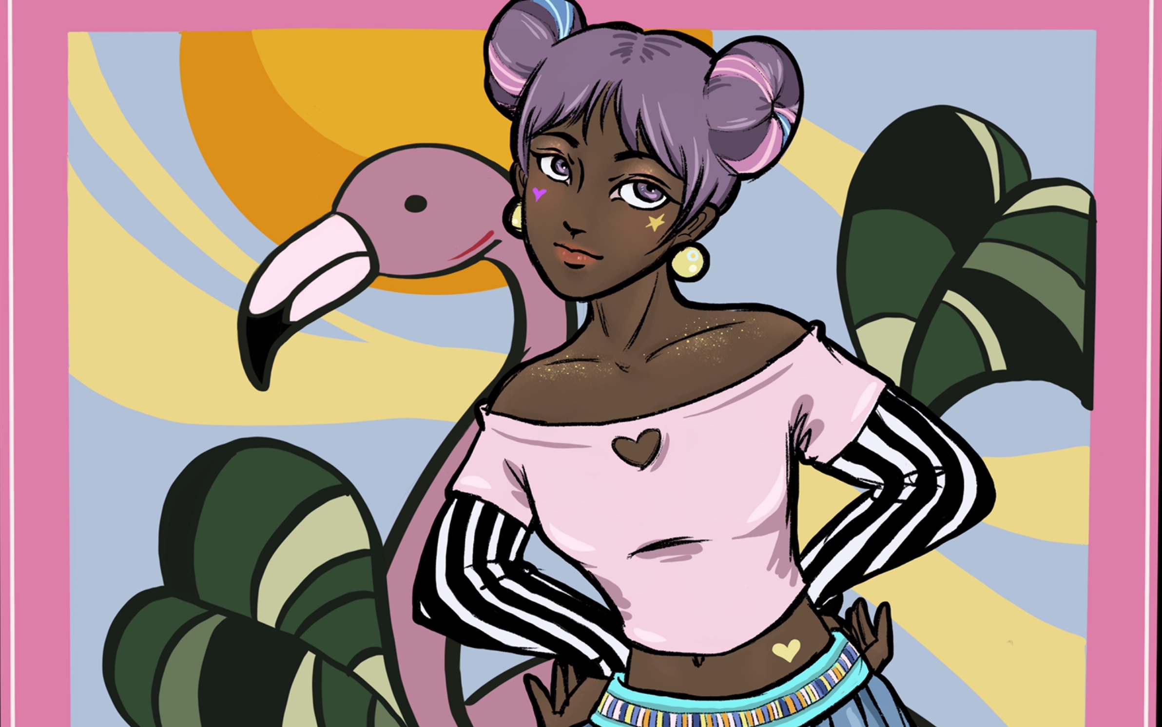 【procreate】summer girl 日常摸鱼一个美好黑妹