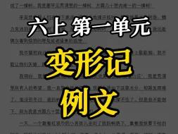 Download Video: 六年级上册第一单元作文：变形记，例文