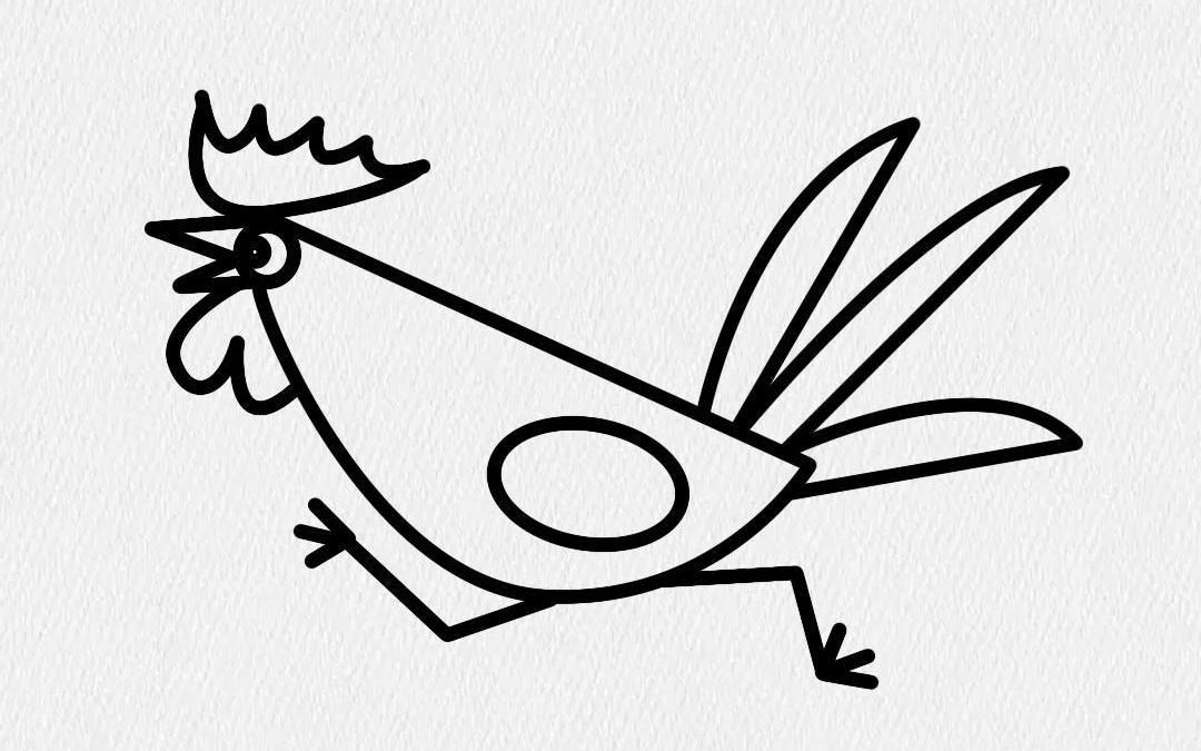 奔跑的小鸡简笔画图片