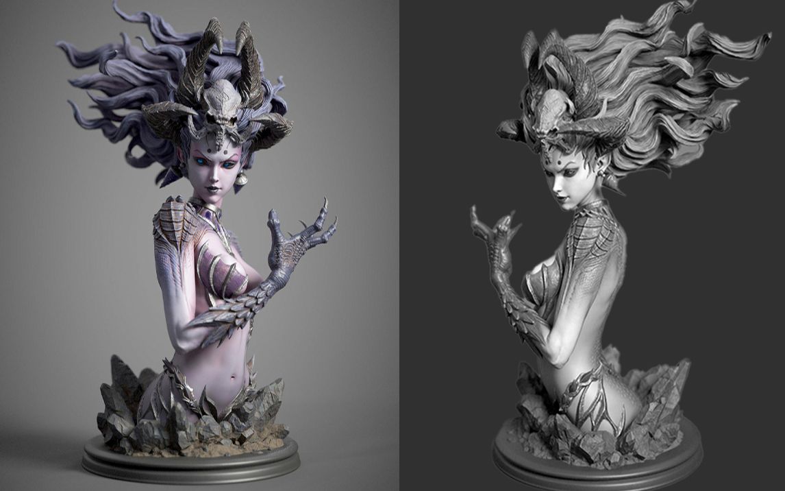 【zbrush雕刻】次世代半身像模型雕刻,zb雕刻高精度手办教程