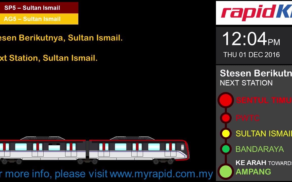 吉隆坡地铁轨道交通RapidKL LRT AmpangSri Petaling Line 车内广播 Train Announcement哔哩哔哩bilibili